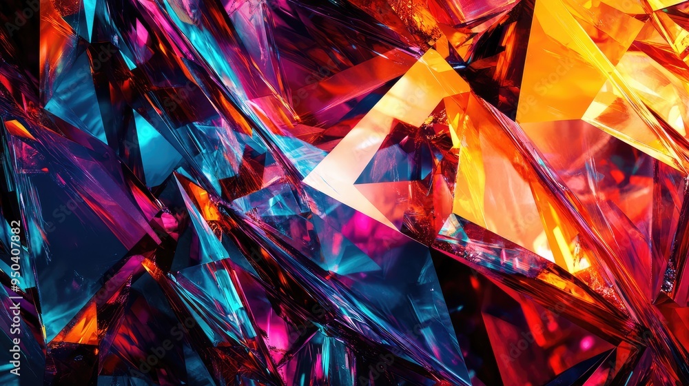 Poster fragments of light: vibrant shards of light intersecting with muted, dark tones, creating a dramatic