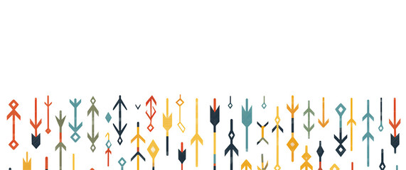 A flat style illustration of runes cascading down, each rune distinct and detailed, set against a seamless white background, minimalistic and clean design