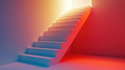 Abstract Staircase with Gradient Lighting - Interior Design