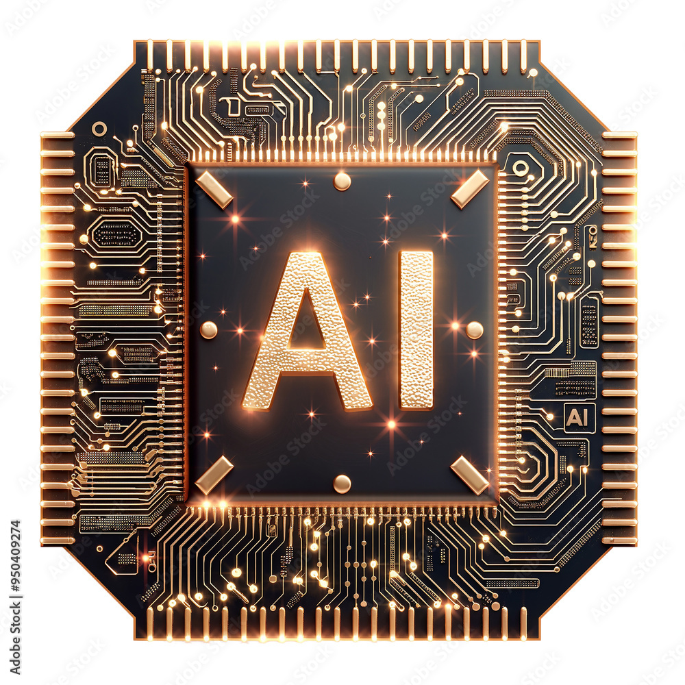 Poster golden microchips with 