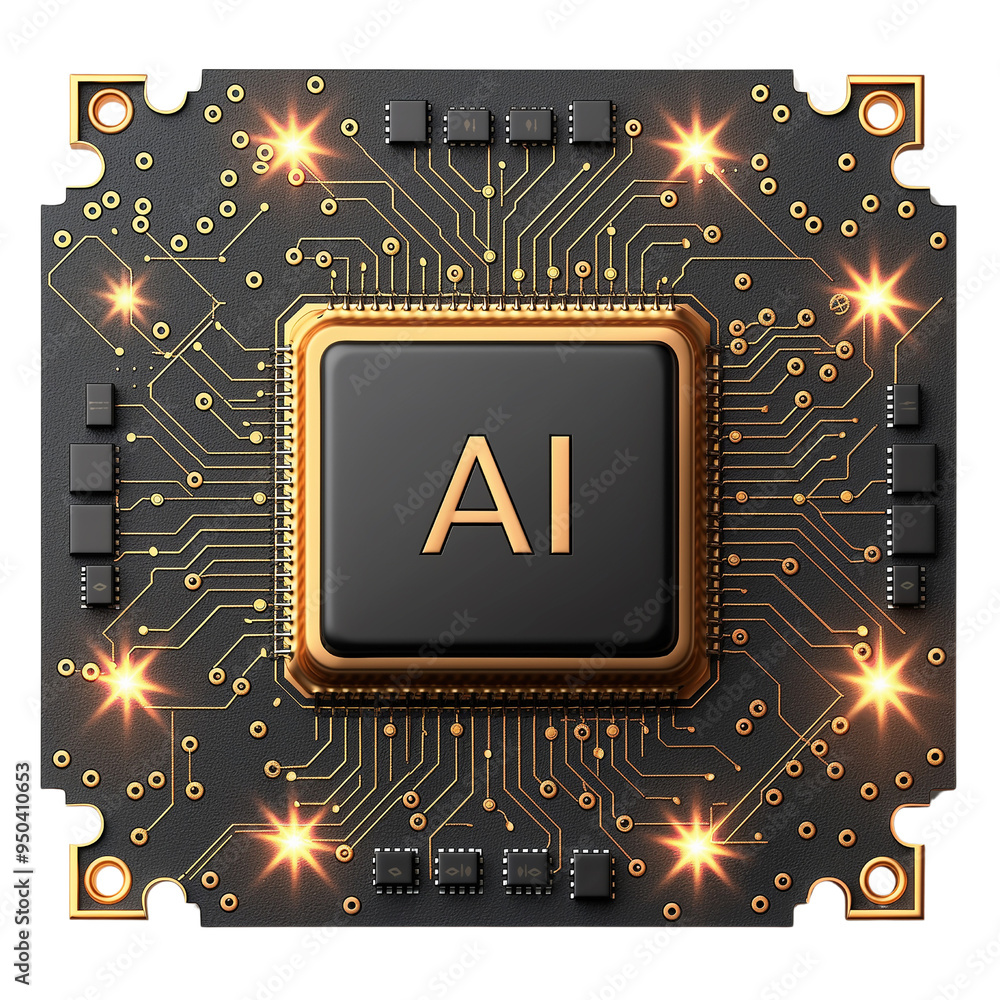 Poster golden microchips with 