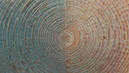 Fototapeta premium Concentricity: A mesmerizing mosaic of teal and orange hues, drawing the eye towards its vibrant center. 