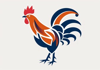 Watercolor chicken illustration hen vector, roosters image painting bright colorful drawing isolated object. orange-red-brown, multi-color Collection, poultry