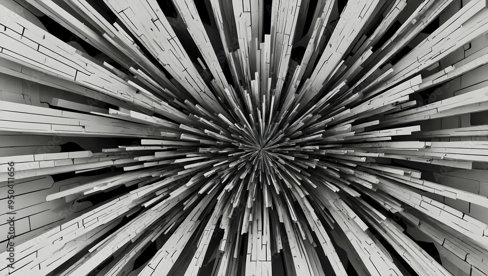 Poster abstract geometric explosion: a mesmerizing 3d abstract background rendered in black and white, show