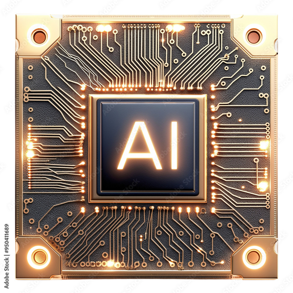 Poster golden microchips with 