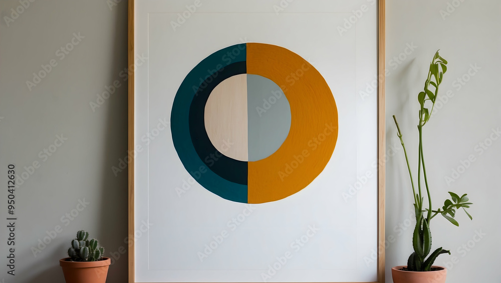 Poster abstract geometric shapes in teal and black: a minimalist geometric design with intersecting lines a
