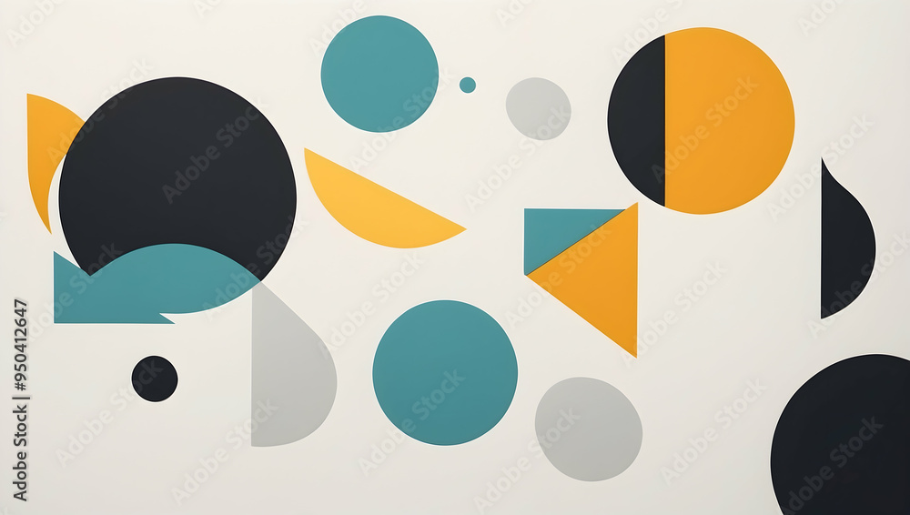Poster abstract geometric shapes in teal and black: a minimalist geometric design with intersecting lines a
