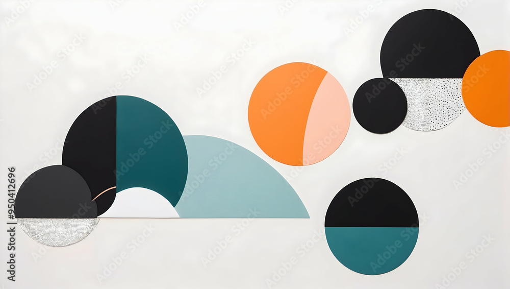 Poster abstract geometric shapes in teal and black: a minimalist geometric design with intersecting lines a