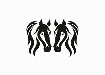 Vector silhouette of two horse heads, perfect for photos and stickers