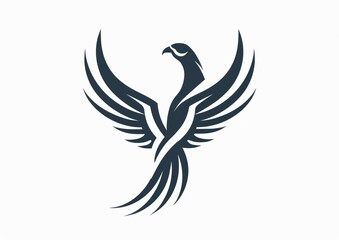 Obraz premium phoenix silhouette. Vector silhouette of phoenix on white background. black phoenix isolated on white background. hand drawn design. vector illustration. Phoenix bird silhouette.