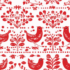 Vector of Seamless pattern with Scandinavian folk art
