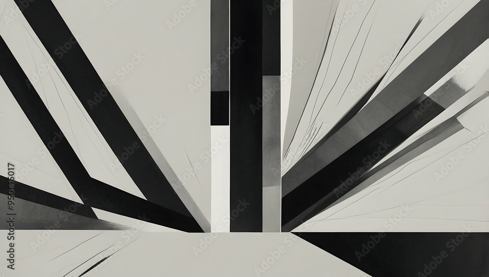 Poster abstract geometric design: a minimalist, textured background with bold black lines and shapes create