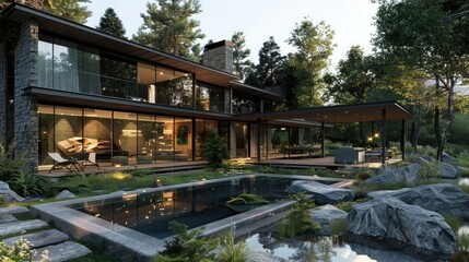 Beautiful contemporary house, generative ai