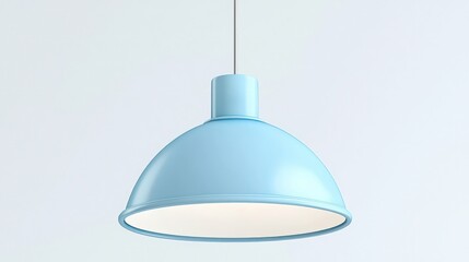 Obraz premium 3D realistic portrayal of a pastel blue pendant light, minimalist vector style.