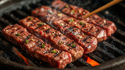 Sizzling Perfection, a tender cut of premium beef, seared to perfection, capturing the essence of fine dining and culinary mastery.