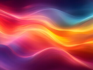 Obraz premium Abstract background with flowing, colorful waves in shades of blue, orange, pink, and yellow.