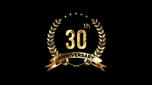 30th Anniversary Celebration. Golden 30 Year Anniversary Animation