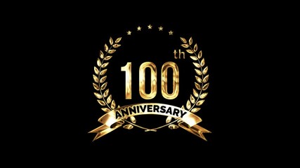  100th Anniversary Celebration. Golden 100 Year Anniversary Animation - Powered by Adobe