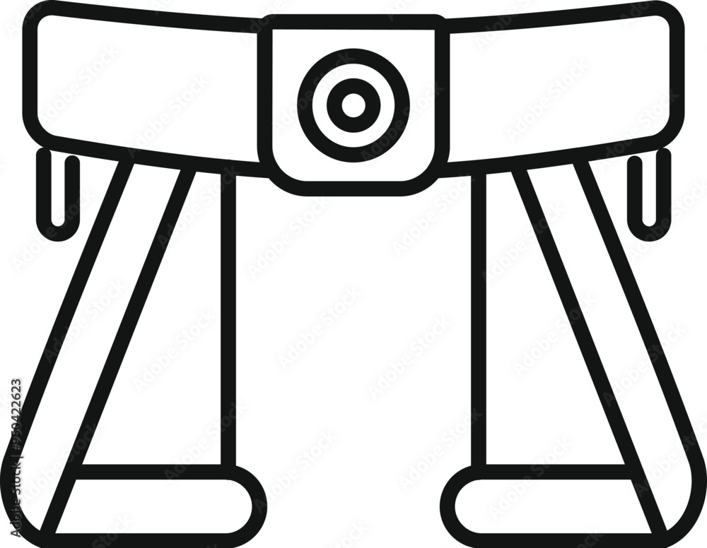 Poster simple line icon of a baby walker with a round handle, designed for web and mobile