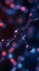 Molecular Bonding: Close-up of molecular structures bonding, with glowing.
