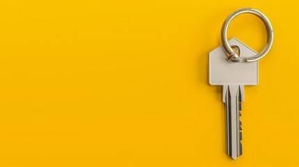 House keys on yellow background