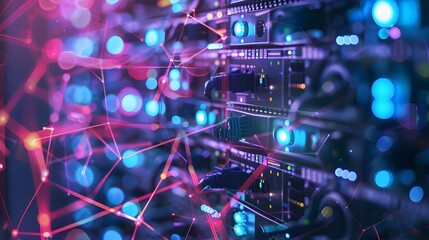 abstract digital connection dots and lines technology background network connection structure plexus effect 