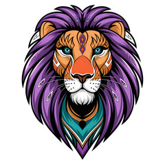 Obraz premium Create a highly detailed and colorful mandala-style wolf head with intricate patterns and symmetrical design.