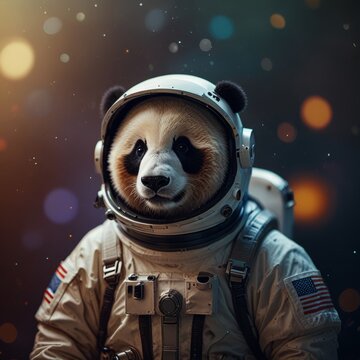 Cute panda in an astronaut suit