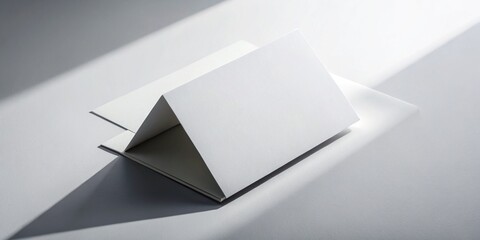 Professional, modern, and sleek business card mockup featuring a folded design with crisp white paper and subtle shadows, ideal for corporate brand identities.