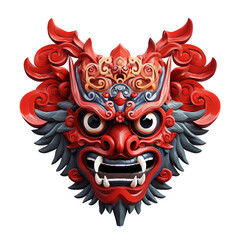red tengu mask transparent background