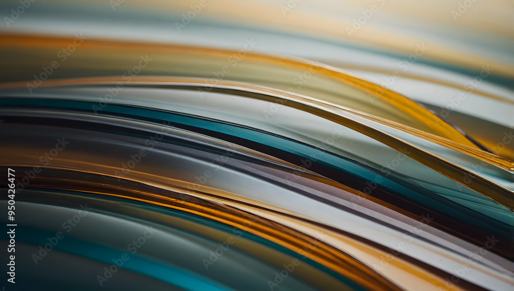 Poster abstract curves in teal and gold: a captivating abstract image of flowing, curved lines in shades of