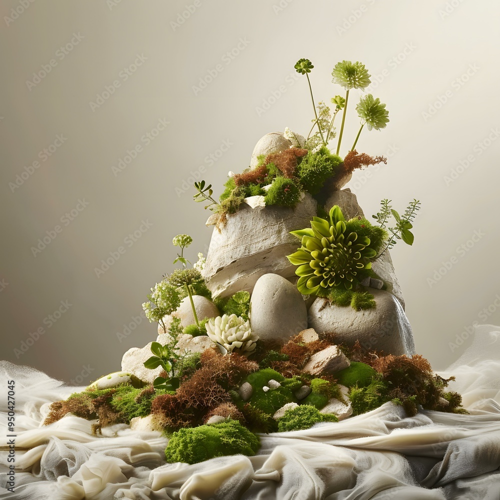 Canvas Prints stone and moss floral arrangement