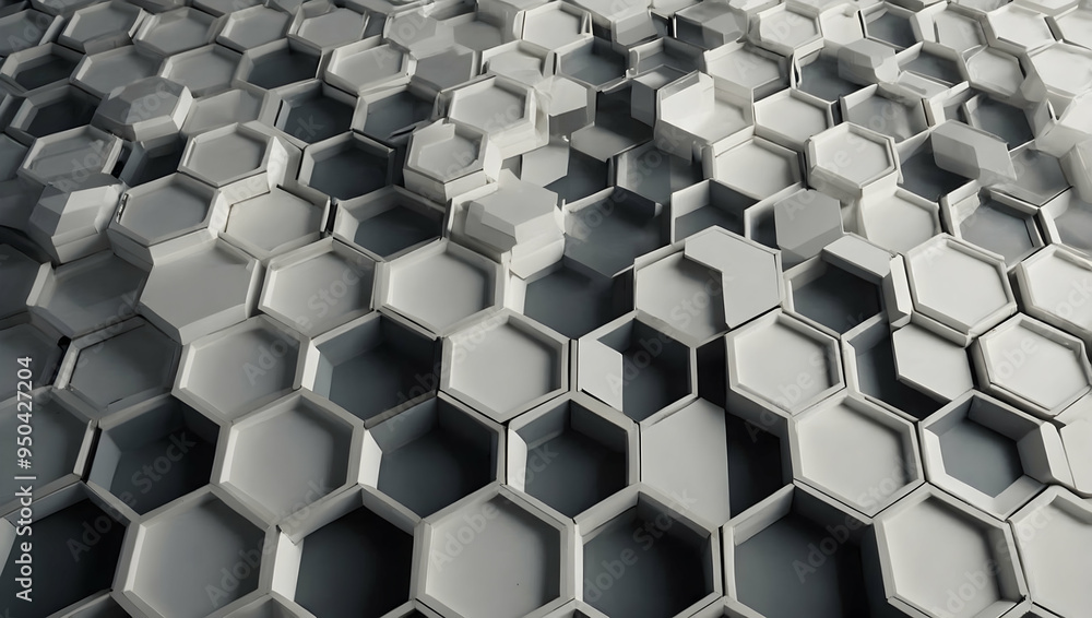 Poster abstract hexagon pattern: a mesmerizing 3d rendering of geometric hexagons, creating a captivating a