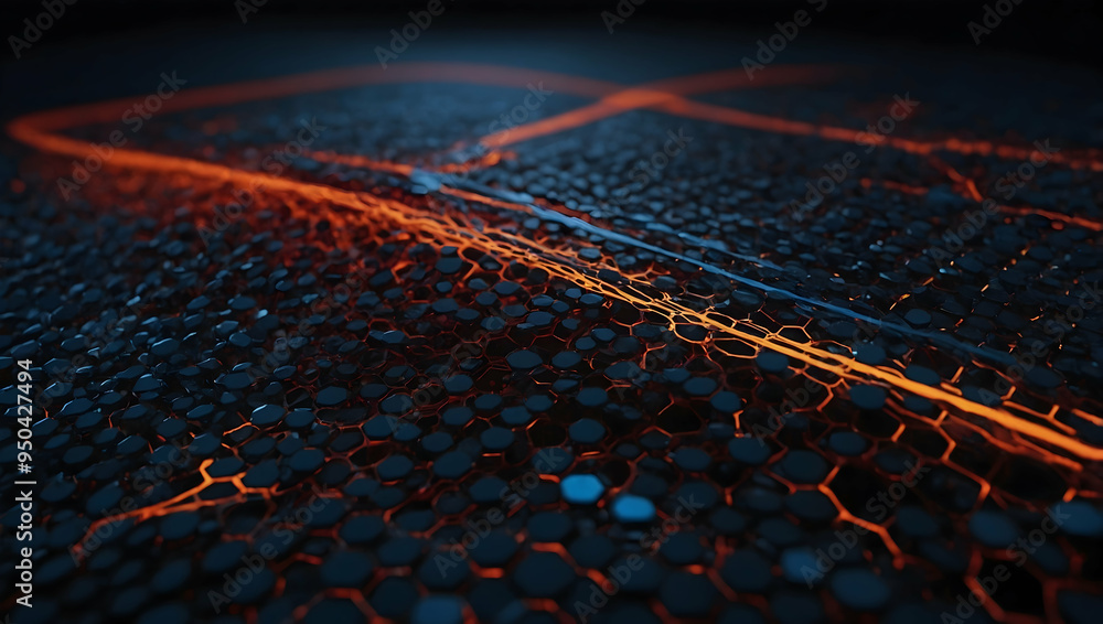 Poster glowing core: a close-up view of a futuristic circuit board with a powerful central processing unit 