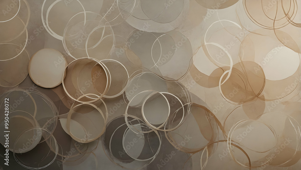 Poster abstract circles in beige and brown: a captivating visual journey through a captivating abstract pat