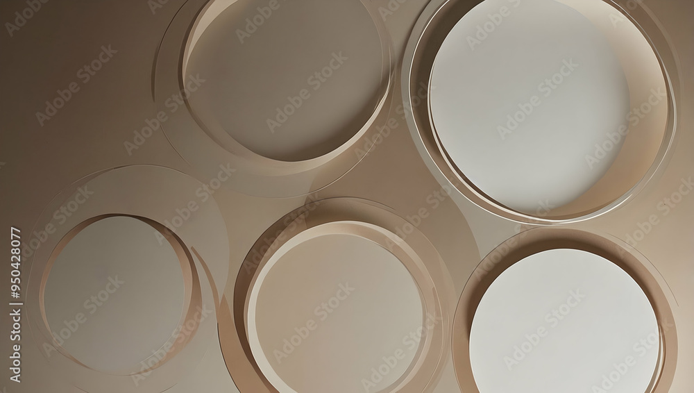 Poster circles in harmony: a minimalist flat lay featuring translucent beige circles against a matching bac