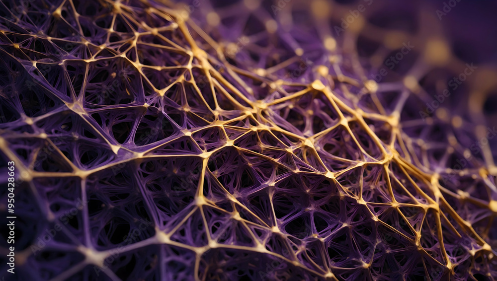 Poster abstract network of golden nodes: a mesmerizing abstract background featuring a network of interconn