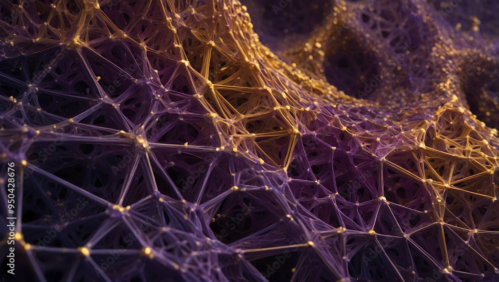 Poster abstract network of golden nodes: a mesmerizing abstract background featuring a network of interconn