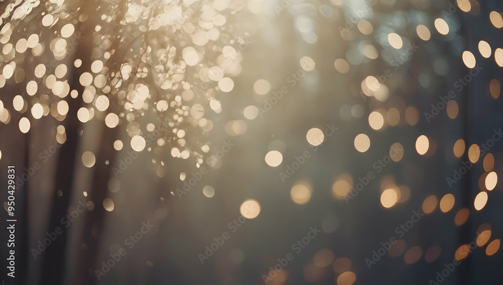 Poster golden bokeh bliss: abstract background with shimmering golden bubbles and a soft, dreamy bokeh effe