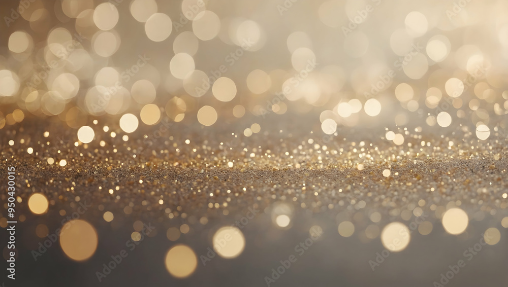 Poster golden bokeh bliss: abstract background with shimmering golden bubbles and a soft, dreamy bokeh effe