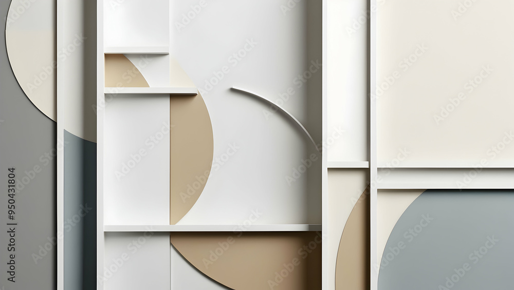 Poster abstract geometric shapes: a minimalist composition of overlapping geometric shapes in muted, earthy