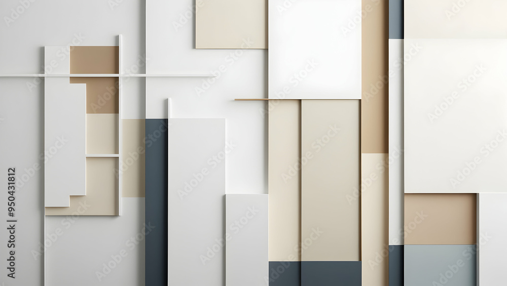 Poster abstract geometric shapes: a minimalist composition of overlapping geometric shapes in muted, earthy
