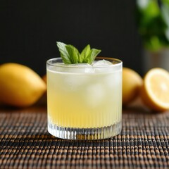 Japanese yuzu cocktail in a lowball glass, yuzu cocktail, Japan, lowball