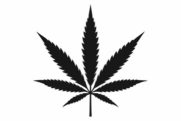 Marijuana cannabis hemp leaf icon, Marijuana leaf vector silhouette
