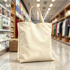 Advertise Eco Material Shopping Canvas for Client at Textile Store in Beige