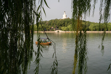 boats sailing in beihai park in Beijing  China