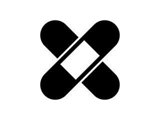 ミニマルな絆創膏ばってんアイコンA：丸端黒