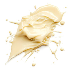 Splash of white cream texture isolated on white background. Face creme, body lotion swatch.