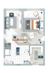 Modern Apartment Top View Illustration