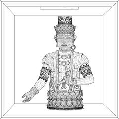 Vector sketch illustration of a traditional god statue decoration design standing solidly half body